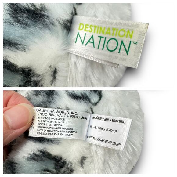 Aurora Destination Nation Snow Leopard Stuffed Animal Plush Sitting 11 Inches - Picture 6 of 6